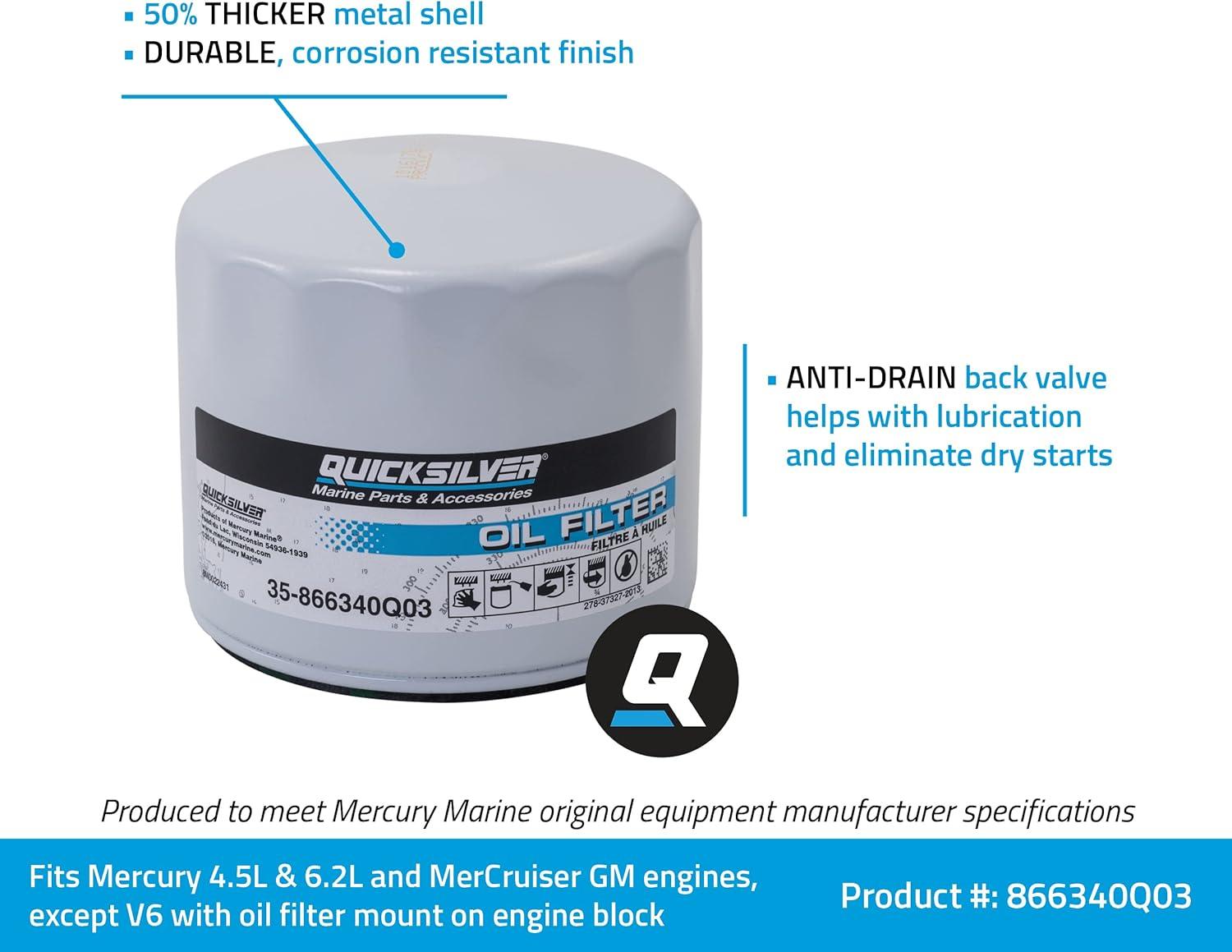 imageQuicksilver 866340Q03 Oil Filter for MerCruiser Sterndrive and Inboard EnginesUnspecified Pack of 2