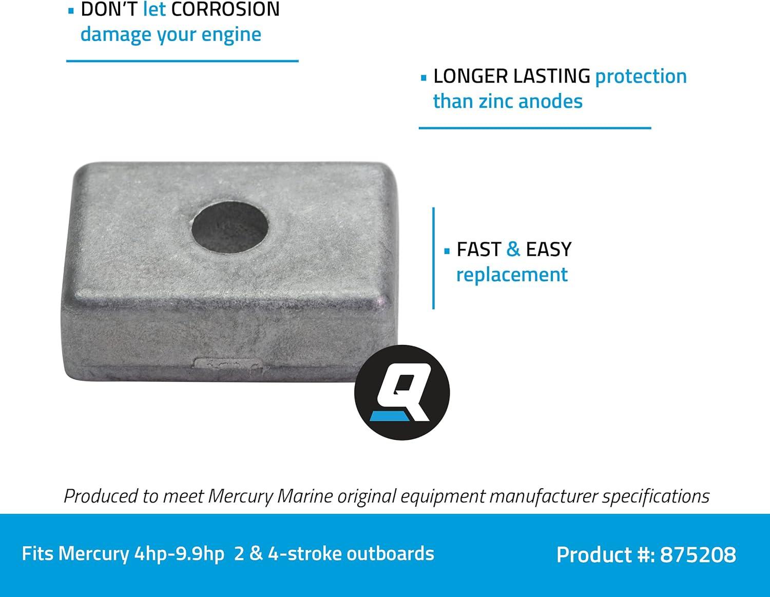 imageQuicksilver 875208 Square Aluminum Anode for Select Mercury 499 Hp Outboards