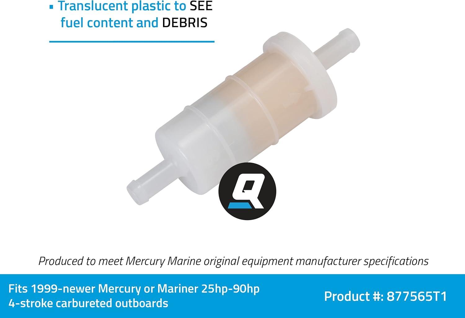 imageQuicksilver 877565T1 Inline Fuel Filter for Mercury and Mariner Carbureted 4Stroke Outboards