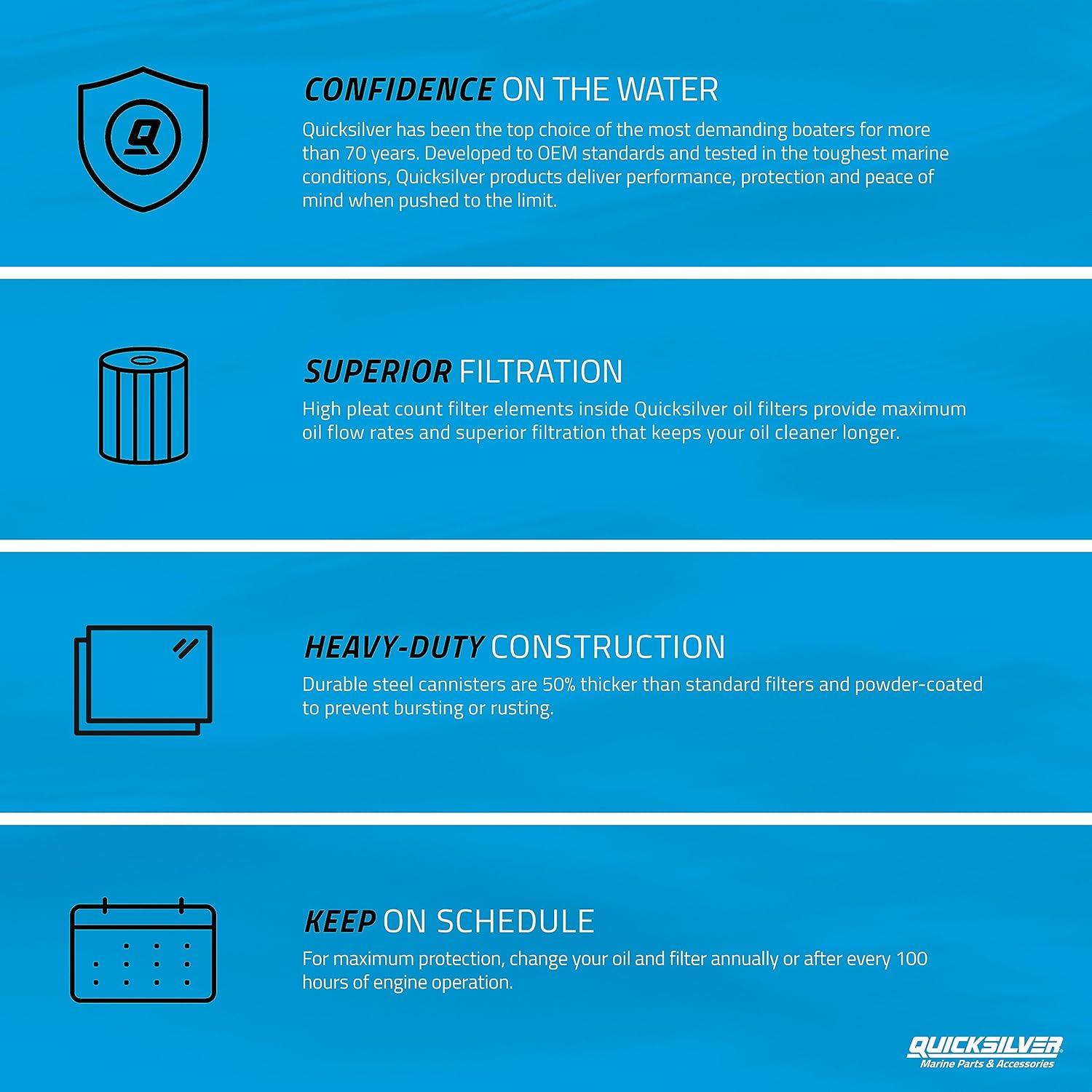 imageQuicksilver 879312041 Oil Filter Element for MerCruiser Diesel Sterndrive and Inboard Engines