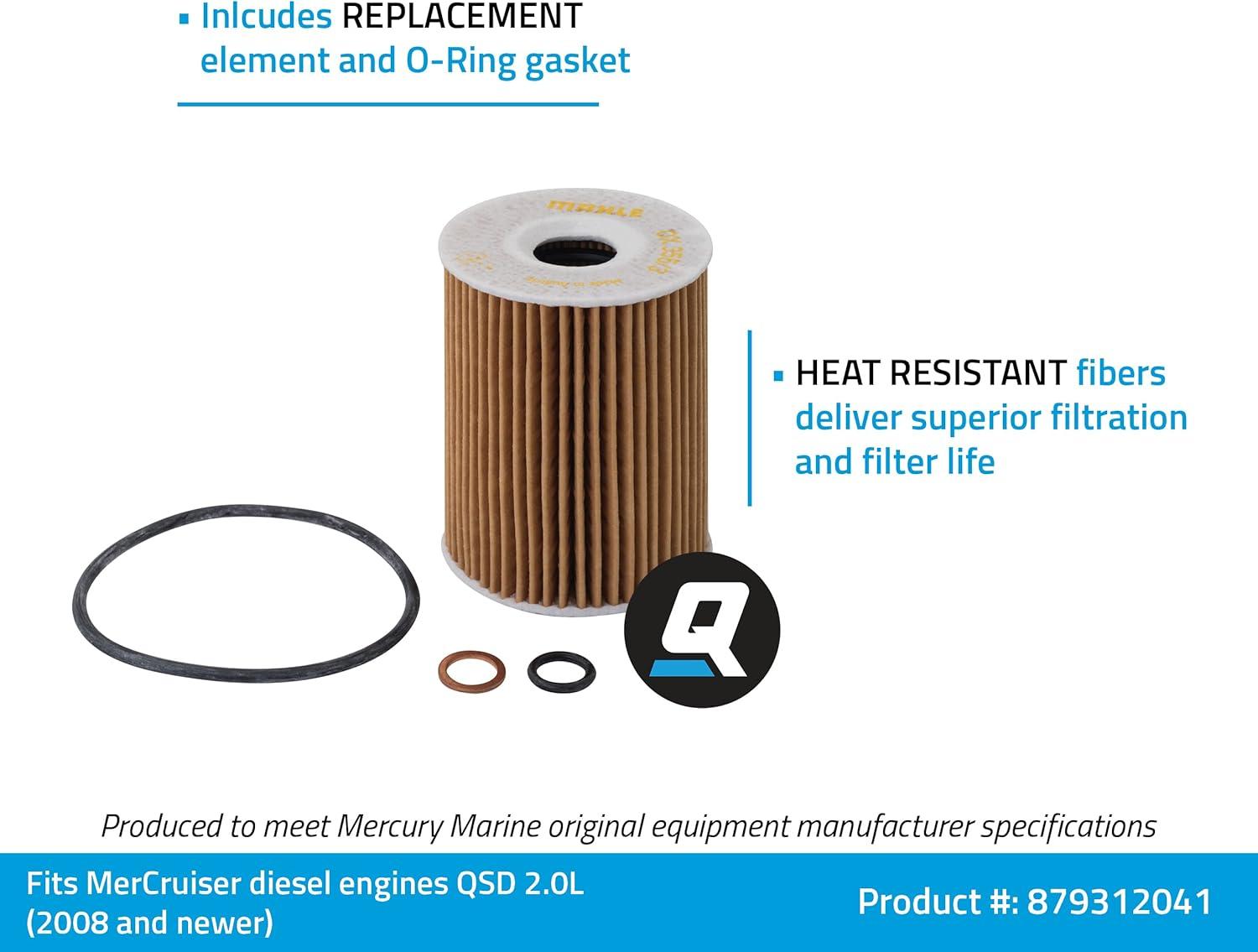 imageQuicksilver 879312041 Oil Filter Element for MerCruiser Diesel Sterndrive and Inboard Engines