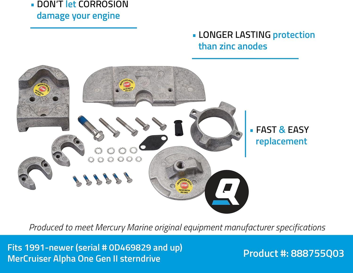 imageQuicksilver 888755Q03 Magnesium Anode Kit for Select MerCruiser Alpha One Gen II  1991 and Newer