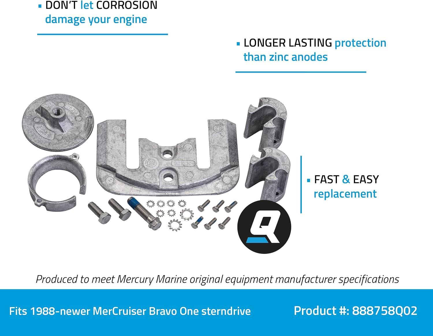 imageQuicksilver 888758Q02 Aluminum Anode Kit for MerCruiser Bravo One Stern Drives  1988 and Newer