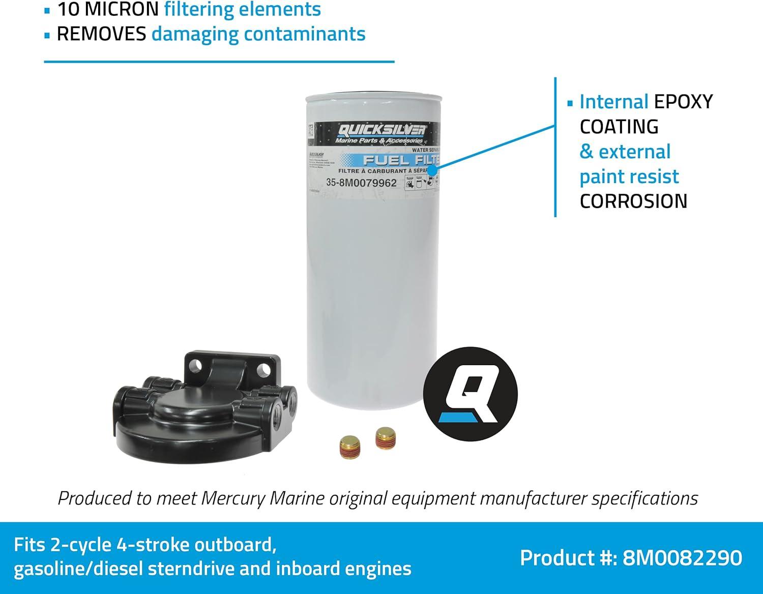 imageQuicksilver 8M0082290 High Capacity Water Separating Fuel Filter Kit for Outboard or Sterndrive and Inboard Engines