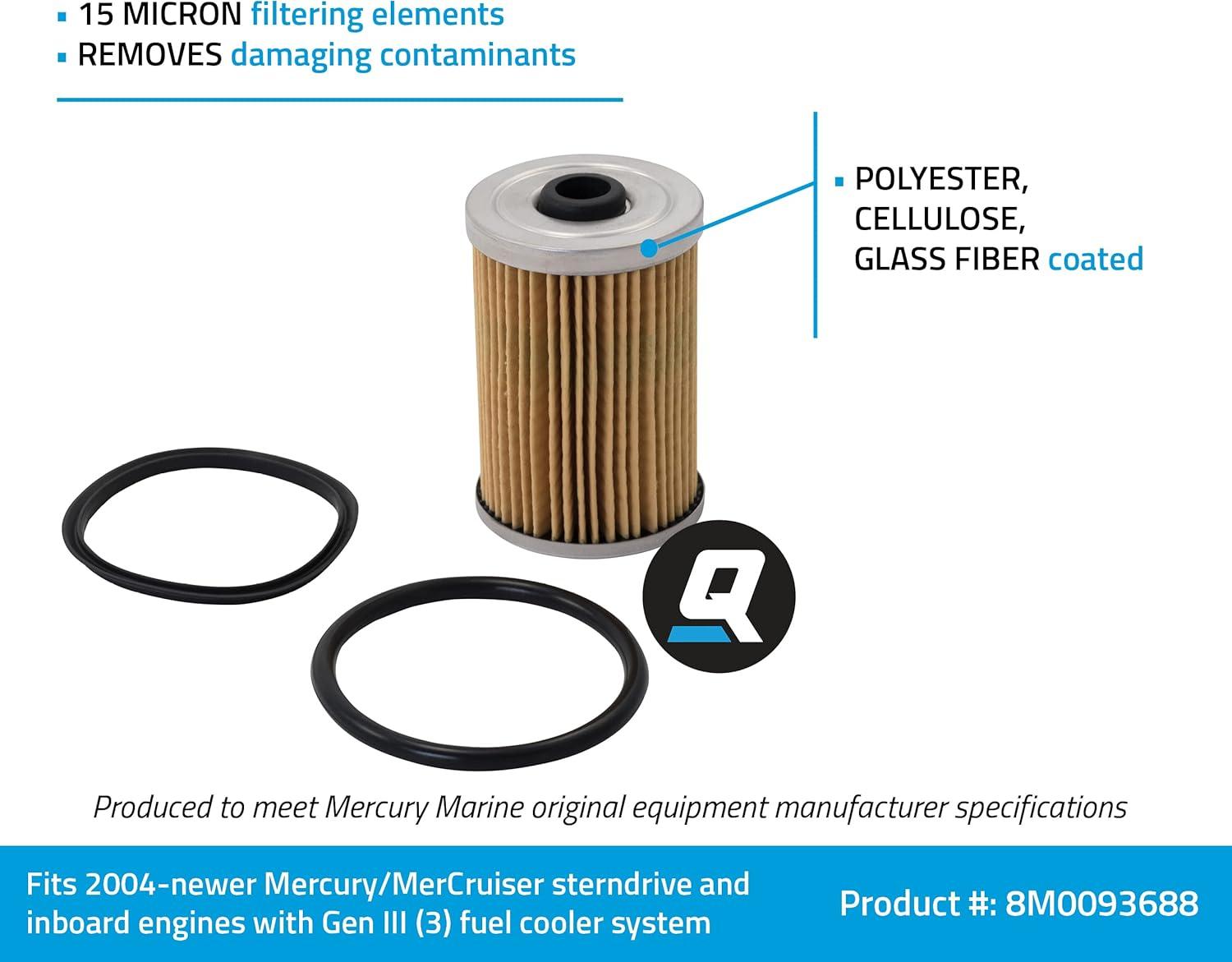 imageQuicksilver 8M0093688 Water Separating Fuel Filter for MerCruiser Engines wGen III Fuel Cooler