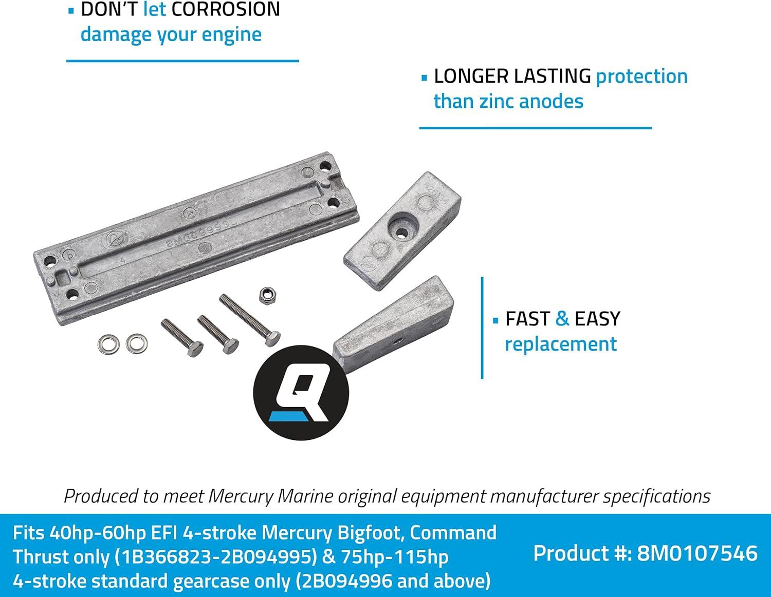 imageQuicksilver 8M0107546 Aluminum Anode Kit for Select Mercury 40115 Hp Outboards