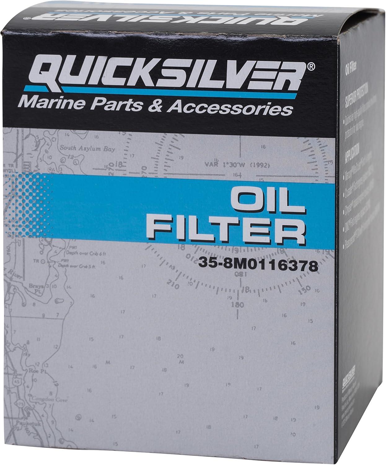imageQuicksilver 8M0116378 Oil Filter for MerCruiser Sterndrive and Inboard Engines by Ford Motor Company