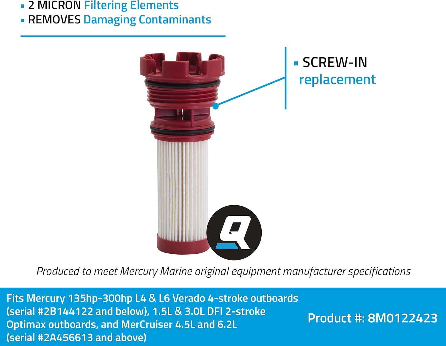 imageQuicksilver 8M0122423 Fuel Filter Element for Select Mercury Outboards and MerCruiser Sterndrive Engines