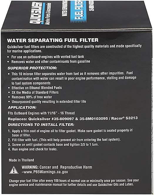 imageQuicksilver 8M0146203 Water Separating Fuel Filter 10Micron Filtration Quicksilver Head