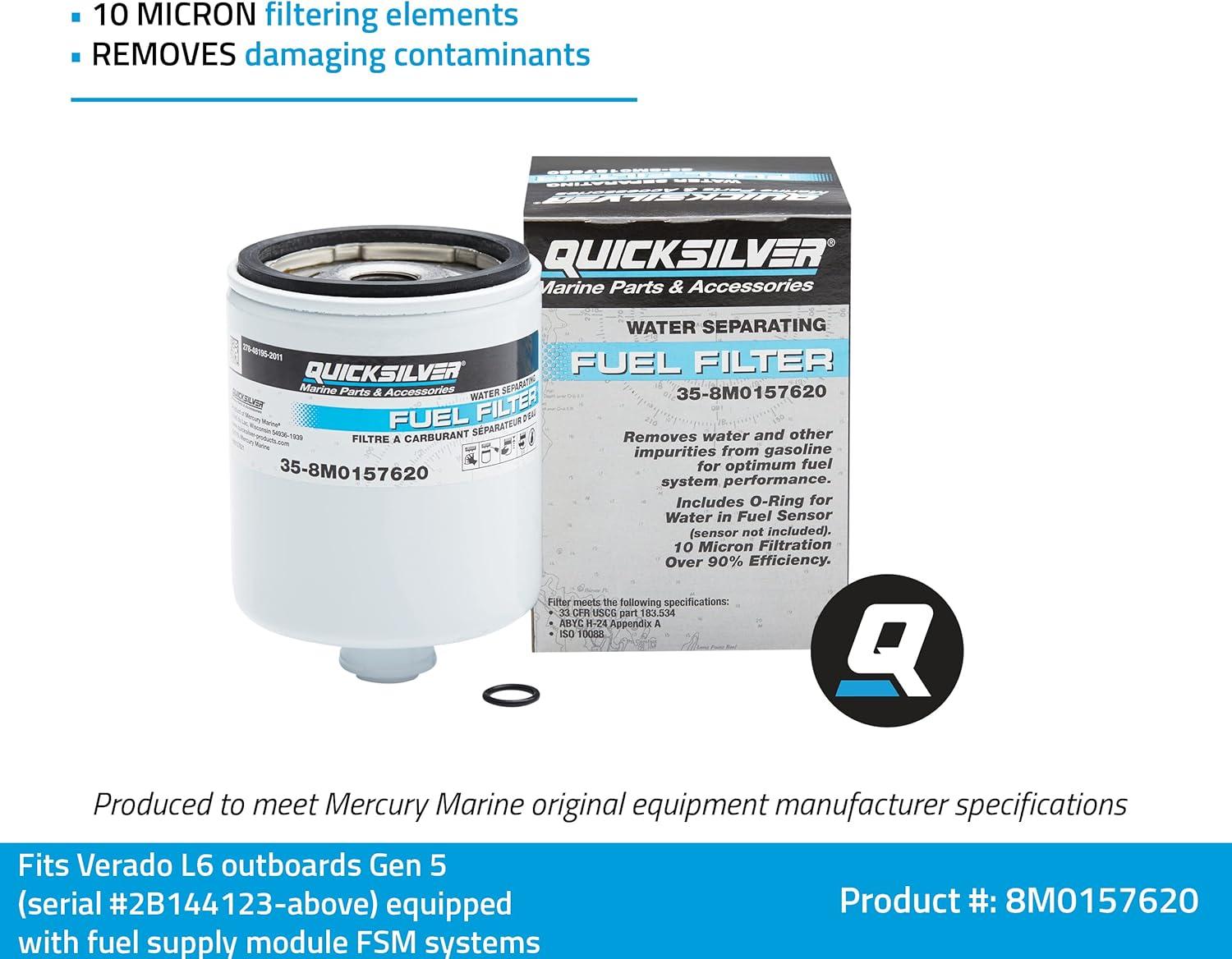 imageQuicksilver 8M0157620 Water Separating Fuel Filter for Select L6 Verado Outboards