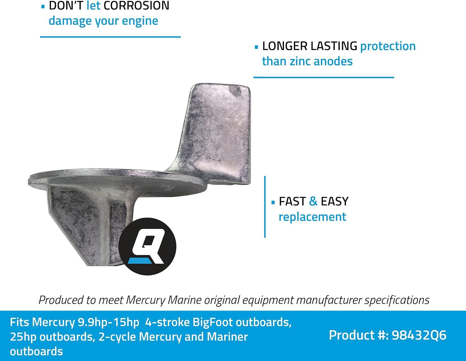 imageQuicksilver 98432Q6 Zinc Trim Tab Anode Plate for Mercury and Mariner Outboards