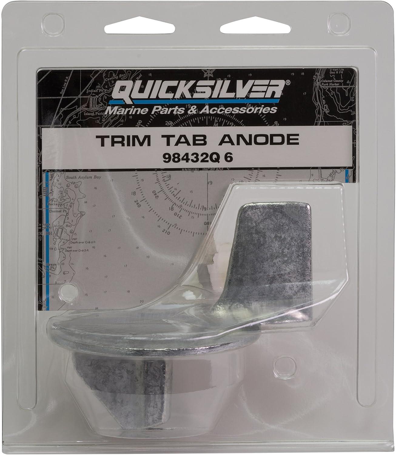 imageQuicksilver 98432Q6 Zinc Trim Tab Anode Plate for Mercury and Mariner Outboards