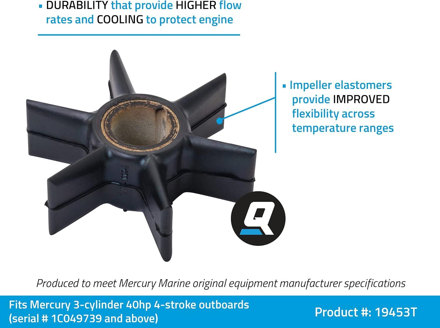 imageQuicksilver 19453T Water Pump Impeller for Mercury 3Cylinder 40 Hp 4Stroke Outboards