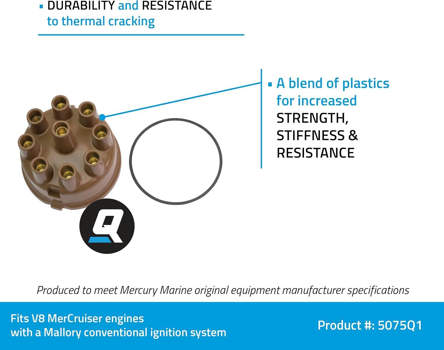 imageQuicksilver 5075Q1 Distributor Cap for Marinized V8 Engines by Ford with Mallory Conventional Ignition Systems