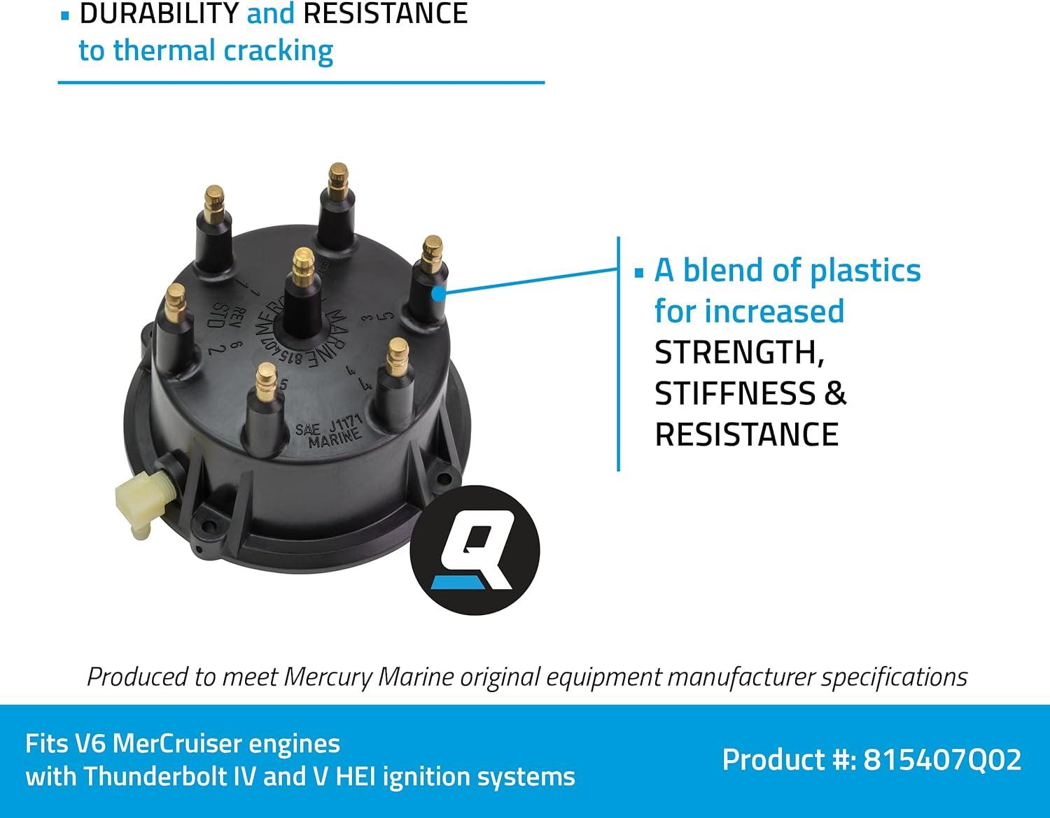 imageQuicksilver 815407Q02 Distributor Cap Kit for Marinized V6 Engines by General Motors wThunderbolt IV and V HEI Ignition Systems