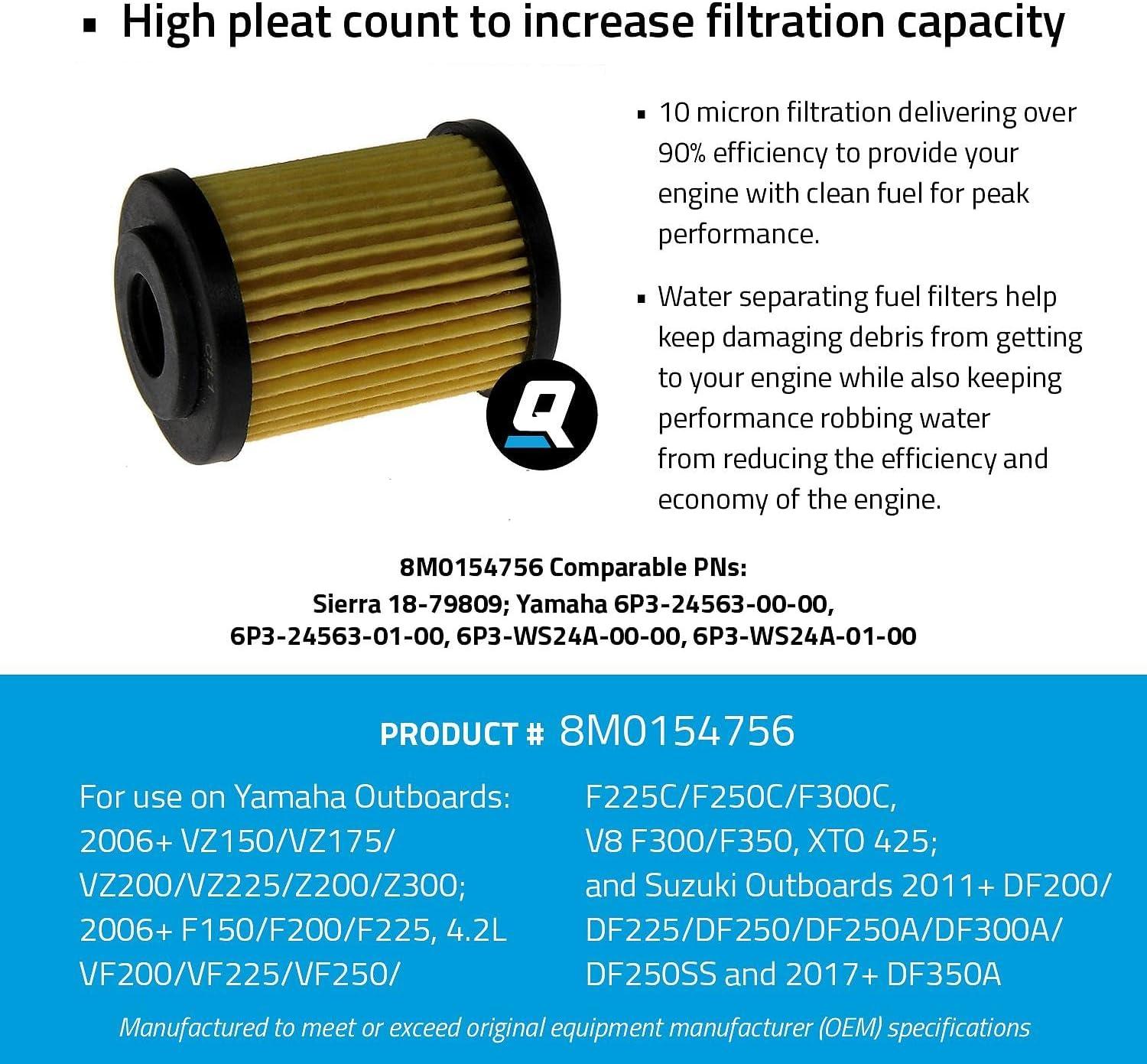 imageQuicksilver 8M0154756 Inline Water Separating Fuel Filter for Yamaha 125425hp Outboards and Suzuki 200350hp Outboards