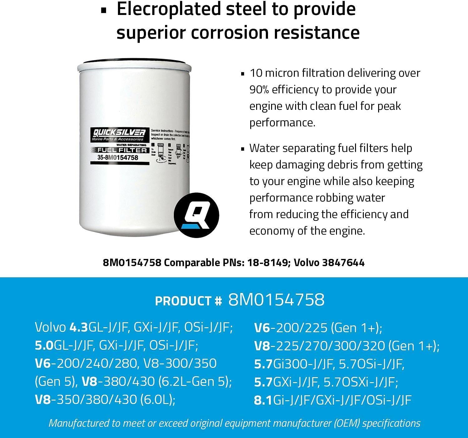 imageQuicksilver 8M0154758 Water Separating Fuel Filter for Various Marine Engines