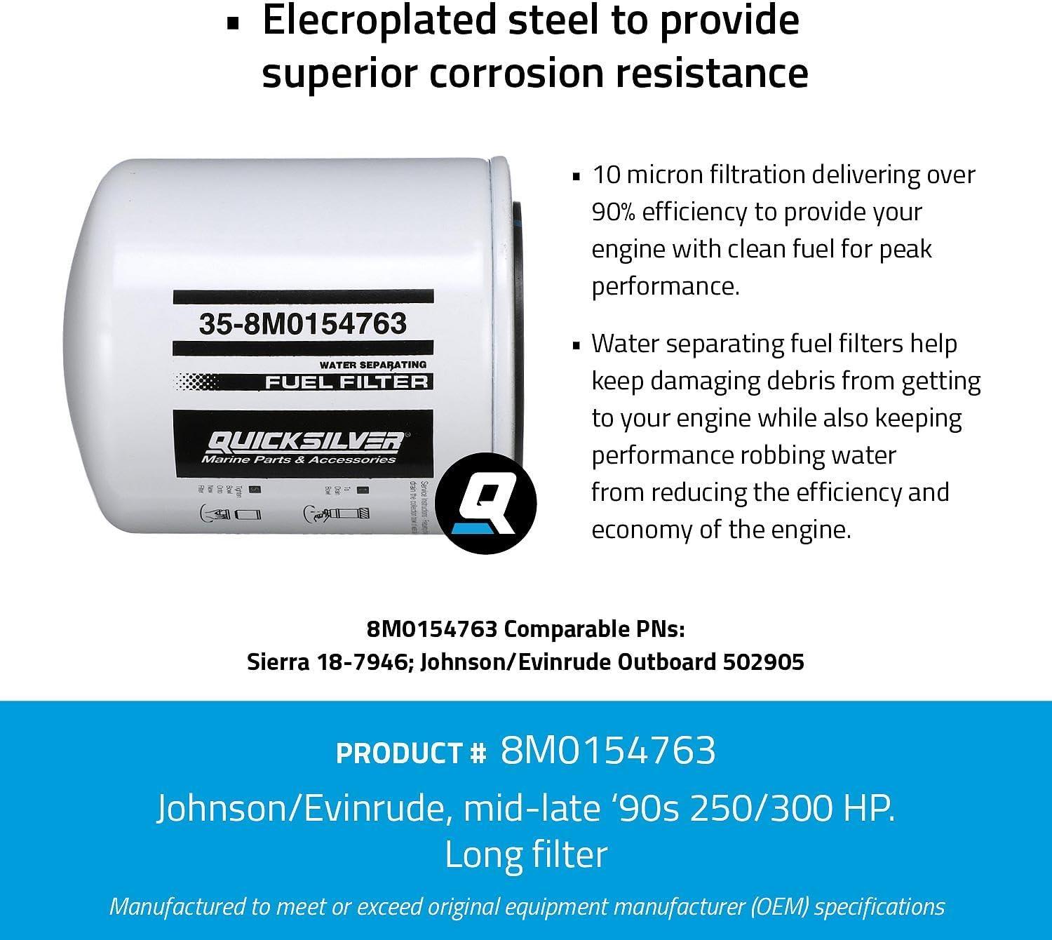 imageQuicksilver 8M0154763 Water Separating Fuel Filter for Select Johnson and Evinrude 250300hp Outboards