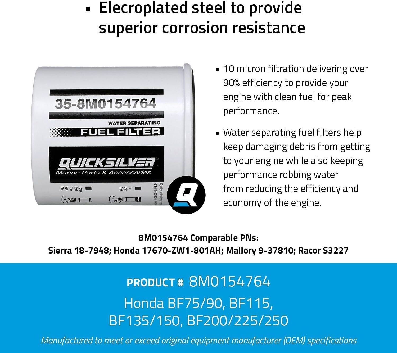imageQuicksilver 8M0154764 Water Separating Fuel Filter for Select Honda and Suzuki Outboards