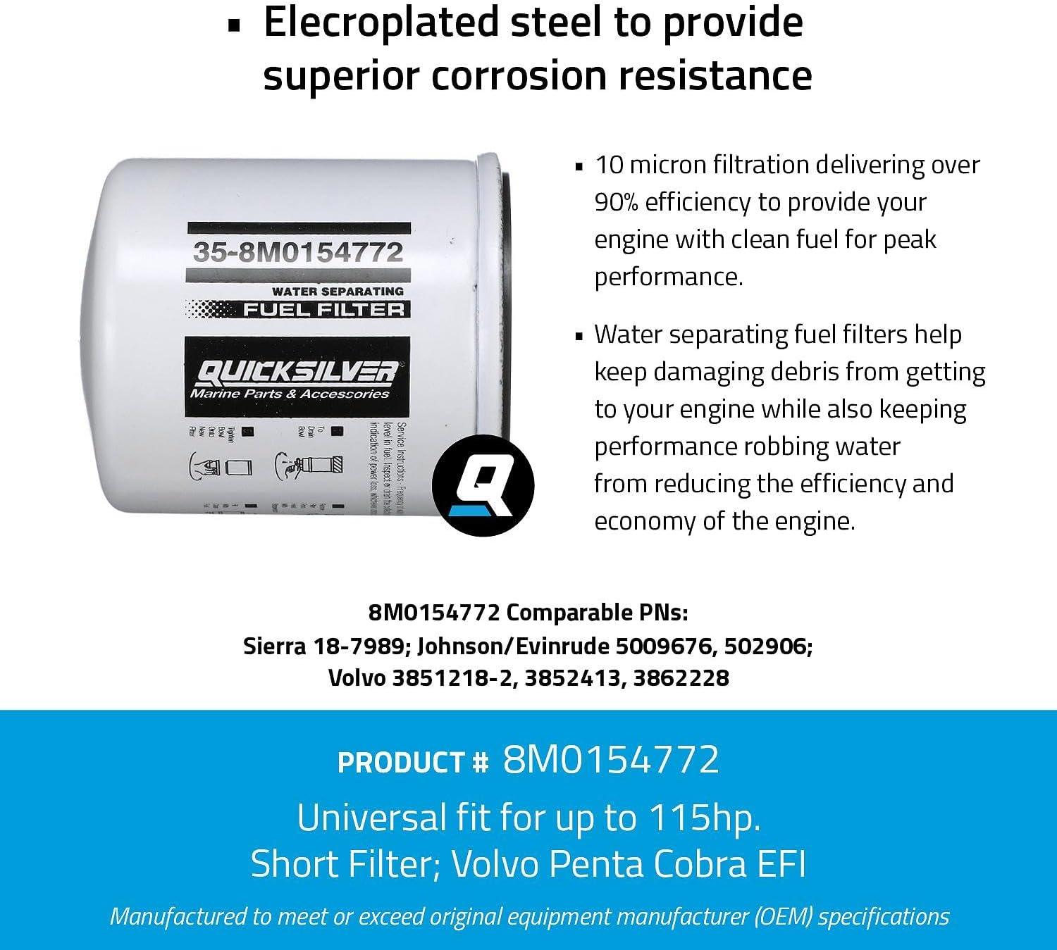 imageQuicksilver 8M0154772 Water Separating Fuel Filter for Select Johnson and Evinrude Outboards