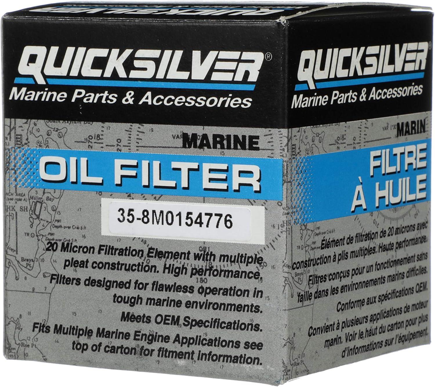 imageQuicksilver 8M0154776 20 Micron Oil Filter for Select Yamaha Honda and NissanTohatsu 99115hp Outboards 20002018Unspecified