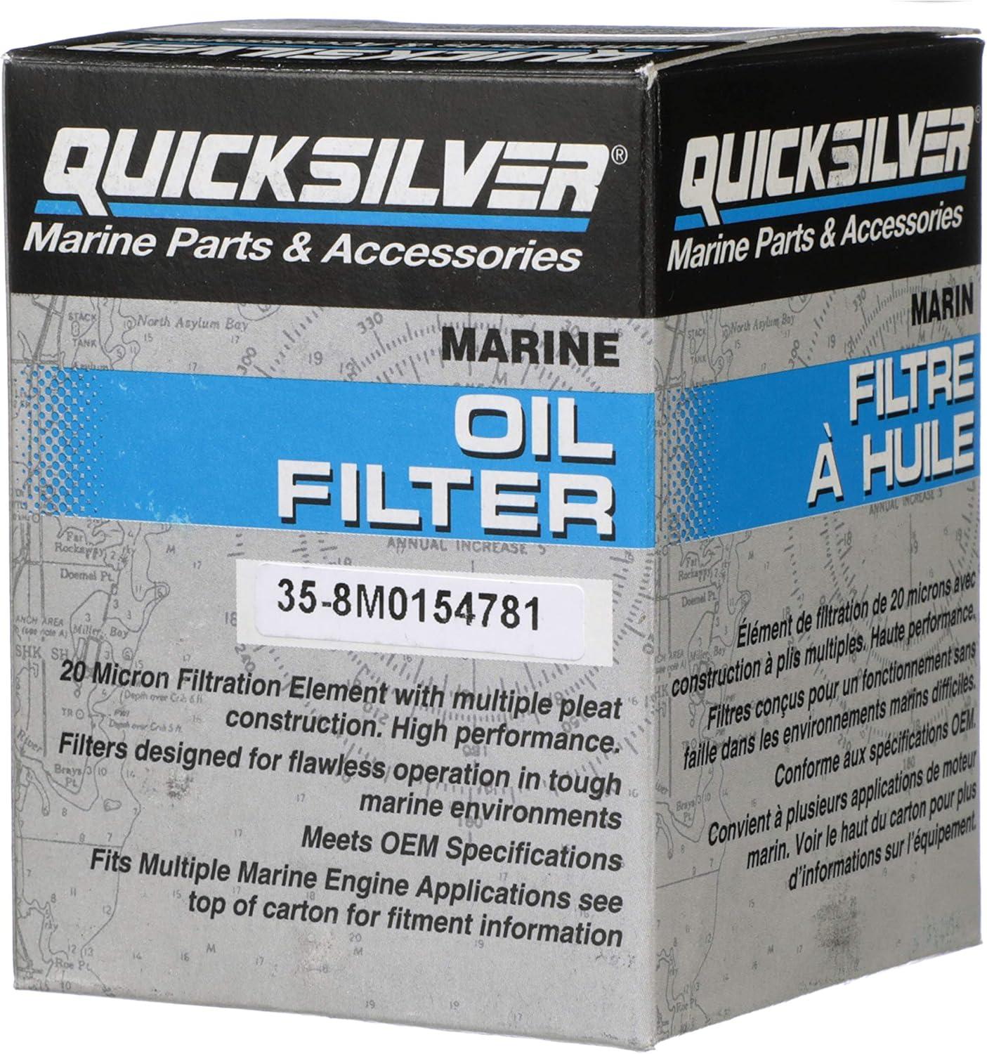 imageQuicksilver 8M0154781 20 Micron Oil Filter for Select Johnson and Evinrude 90115hp and Select Suzuki 70115hpUnspecified Pack of 2