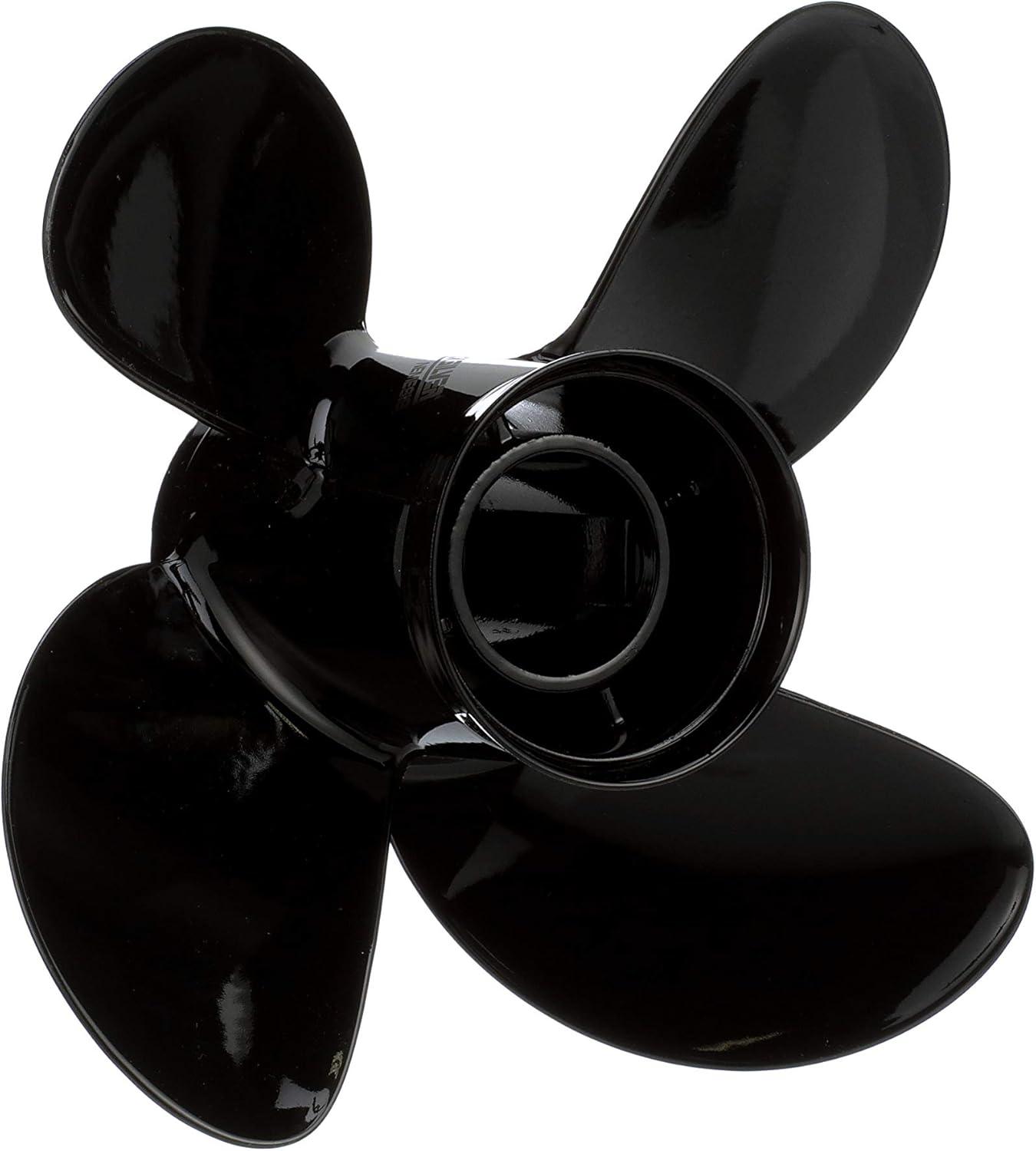imageQuicksilver 8M8027511 Nemesis 4Blade Aluminum Propeller  106quot diameter x 12quot pitch Right Hand Rotation 4060 HP Mercury Black Finish