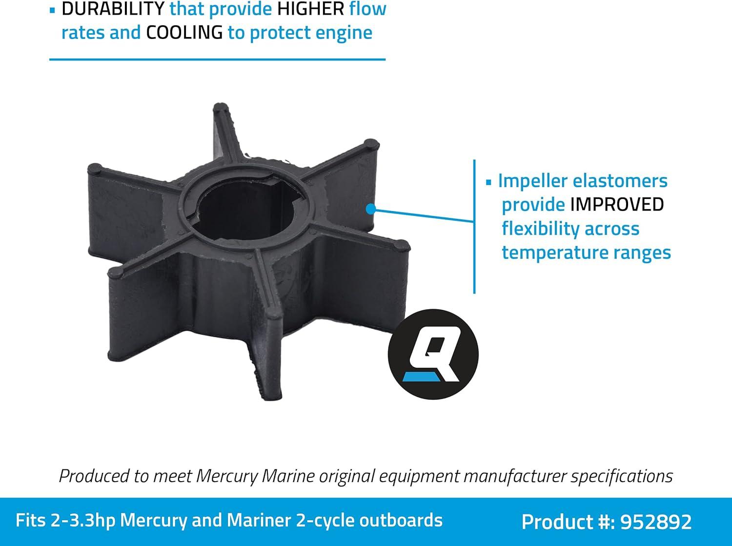 imageQuicksilver 952892 Water Pump Impeller Mercury and Mariner 2Cycle 33 Hp Outboards