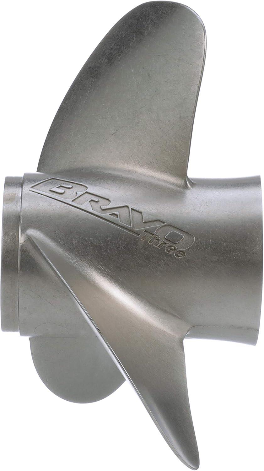 imageQuicksilver Bravo Three 135quot Diameter X 28quot Pitch 3Blade Stainless Steel Propeller Right Hand Rotation Matte Finish