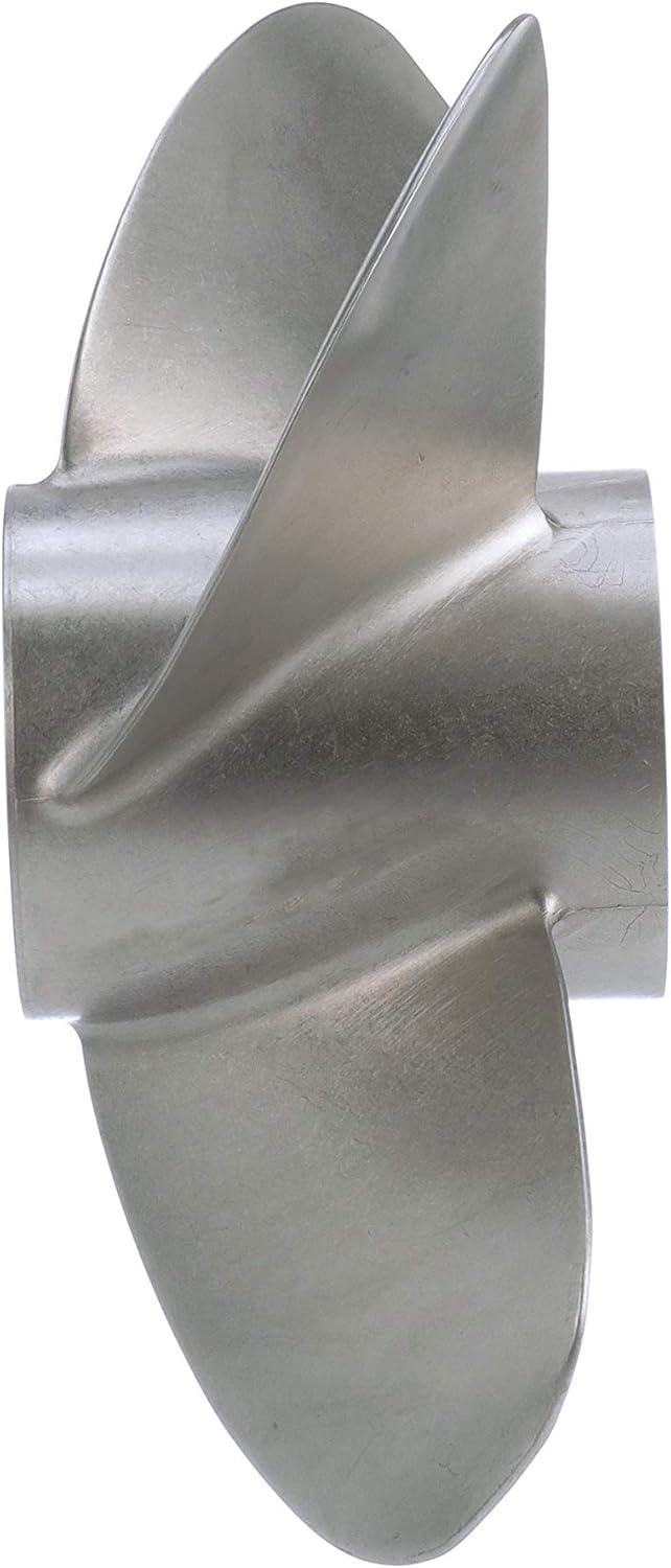 imageQuicksilver Bravo Three 159quot Diameter X 21quot Pitch 4Blade Stainless Steel Propeller Left Hand Rotation Matte Finish