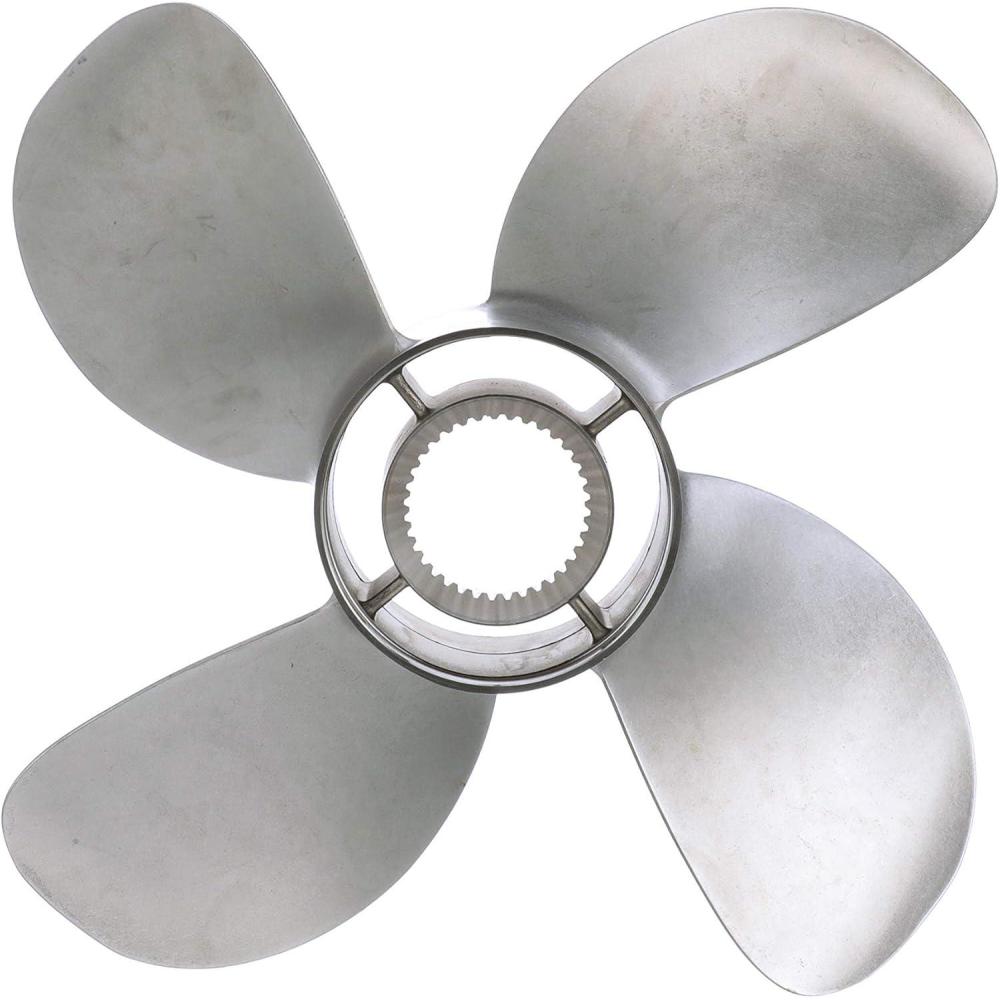 imageQuicksilver Bravo Three 159quot Diameter X 21quot Pitch 4Blade Stainless Steel Propeller Left Hand Rotation Matte Finish