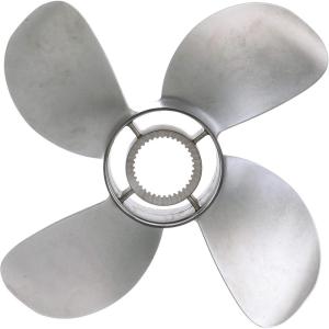 imageQuicksilver Bravo Three 159quot Diameter X 21quot Pitch 4Blade Stainless Steel Propeller Left Hand Rotation Matte Finish