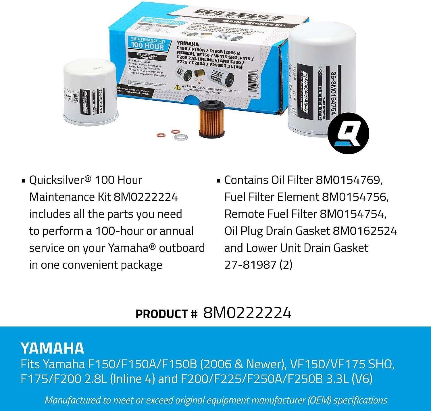 imageQuicksilver 8M0222224 100 Hour Maintenance Kit Yamaha Various 150175200225250