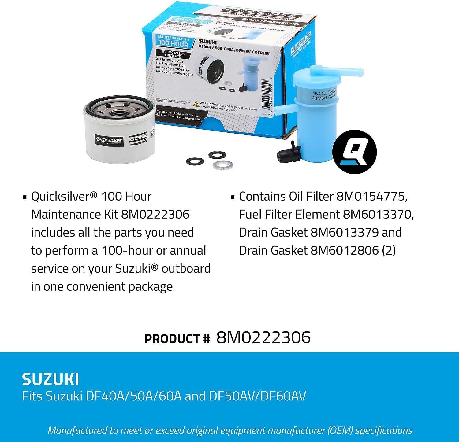 imageQuicksilver 8M0222306 100 Hour Maintenance Kit Suzuki DF40A50A60A and DF50AVDF60AV