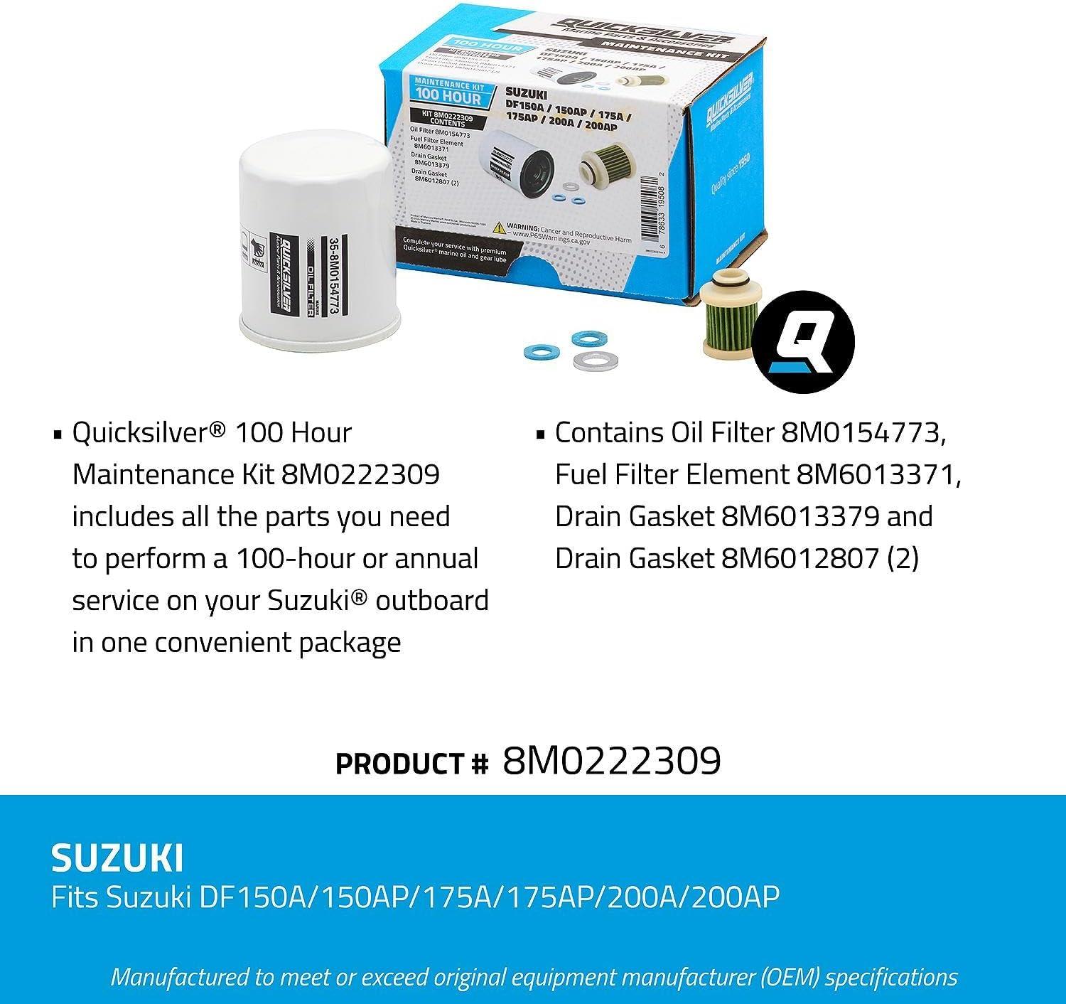 imageQuicksilver 8M0222309 100 Hour Maintenance Kit Suzuki DF150A150AP175A175AP200A200AP