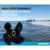 imageQuicksilver 8M8027513 Nemesis 4Blade Aluminum Propeller  101quot diameter x 14quot pitch Right Hand Rotation 4060 HP Mercury Black Finish
